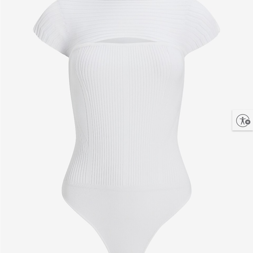 Express White Ribbed Bodysuit - Picture 3 of 13